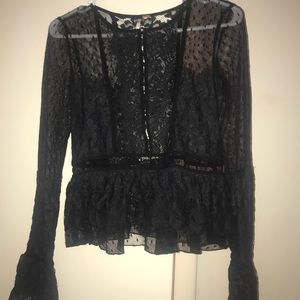 Free People black lace peplum style top